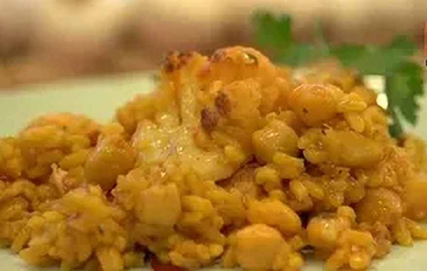 Arroz con Bacalao, Coliflor y Garbanzos