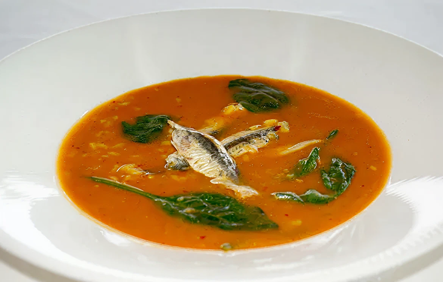 Arroz Caldoso con Boquerones y Espinacas